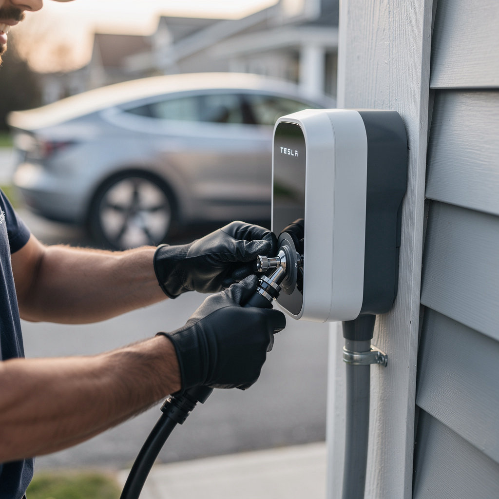 Wieser Electric Ltd. Tesla Wall Connector EV charger installation in Kingston, Ontario